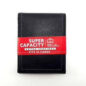 Super Capacity Jumbo Billfold Men's Black Leather Wallet RFID Fits 24 Cards
